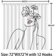 thumbnail image 3 of Minimalist Shower Curtain Abstract Line Art Woman Nordic Style Bath Curtain Simple Art Bathroom Decor Fabric Curtain Decor 72x72 Inches, 3 of 5