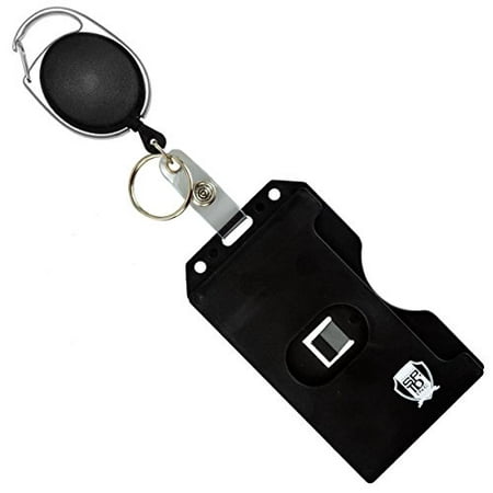 Specialist ID Carabiner Badge Reel with Vertical Multi Card Badge Holder and Key Ring - Max Weight 2 ID Cards & 1 Key