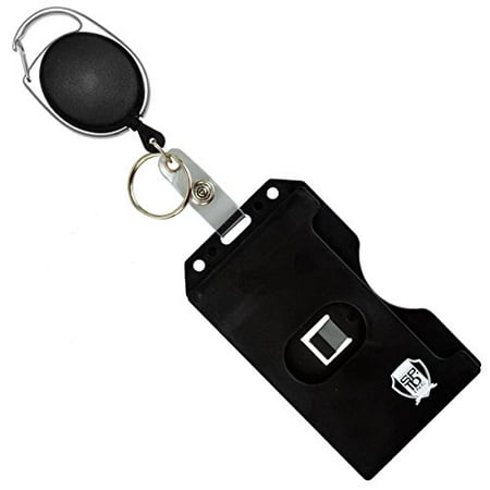 Id Badge Software - Specialist ID Carabiner Badge Reel with Vertical Multi Card Badge Holder and Key Ring - Max Weight 2 ID Cards & 1 Key (Black)