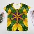 thumbnail image 4 of Yellow Flower Symmetric Kaleidoscope Design Women's Blouse Short Sleeve Women's Top T-Shirt Spring Summer Clothes, 4 of 7