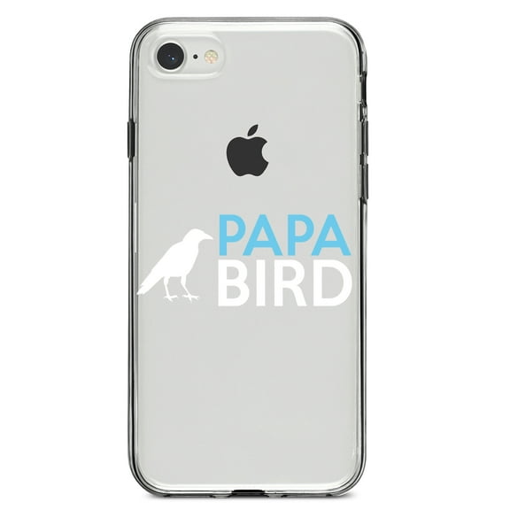 DistinctInk Clear Shockproof Hybrid Case for iPhone 7 8 SE (2020 Model) 4.7" Screen TPU Bumper Acrylic Back Tempered Glass Screen Protector - Papa Bird