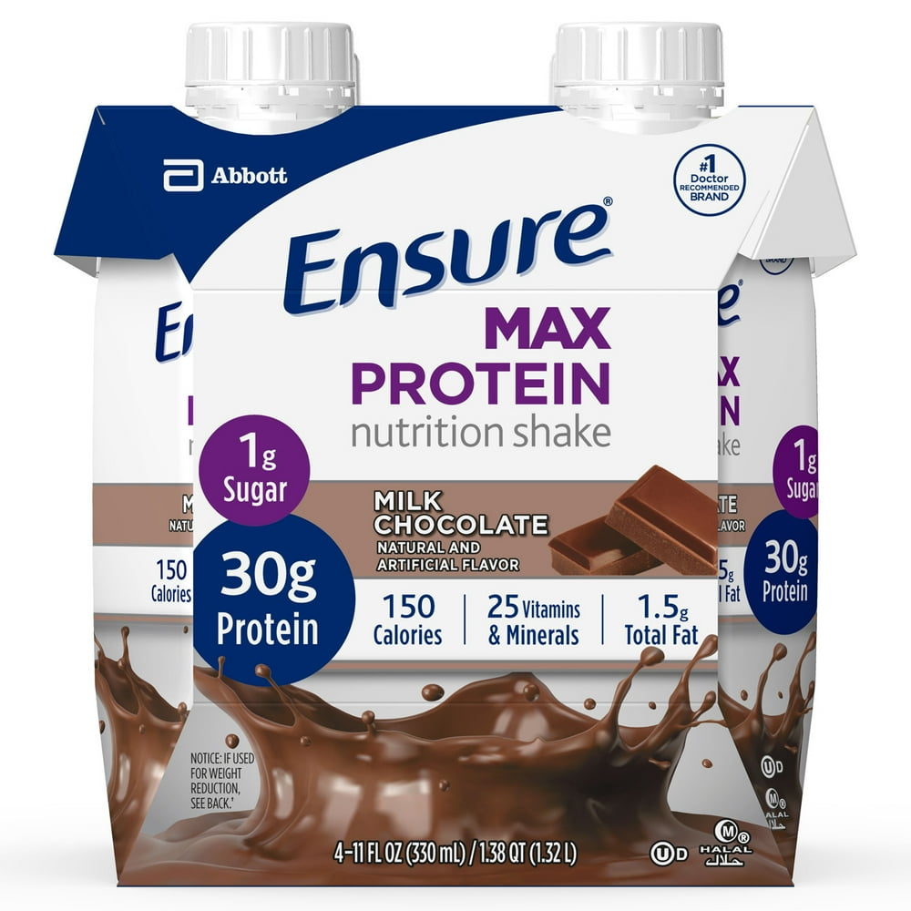 Ensure Max Protein Nutrition Shake with 30g of protein, 1g of Sugar, High Protein Shake, Milk