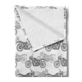 thumbnail image 2 of Motorcycle Soft Flannel Fleece Throw Blanket, Realistic Grayscale Illustration of Classic Motorcycles Many Details, Cozy Plush for Indoor and Outdoor Use, 50" x 70", Grey White Black, by Ambesonne, 2 of 5