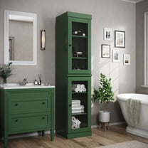 Palace Imports 100% Solid Wood 16.5" Bathroom Cabinet with Clear Glass Doors and Adjustable Shelves