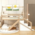 thumbnail image 3 of CoSoTower Twin Over Twin House Loft Or Bunk Bed with Slide and Staircase, Natural, 3 of 9