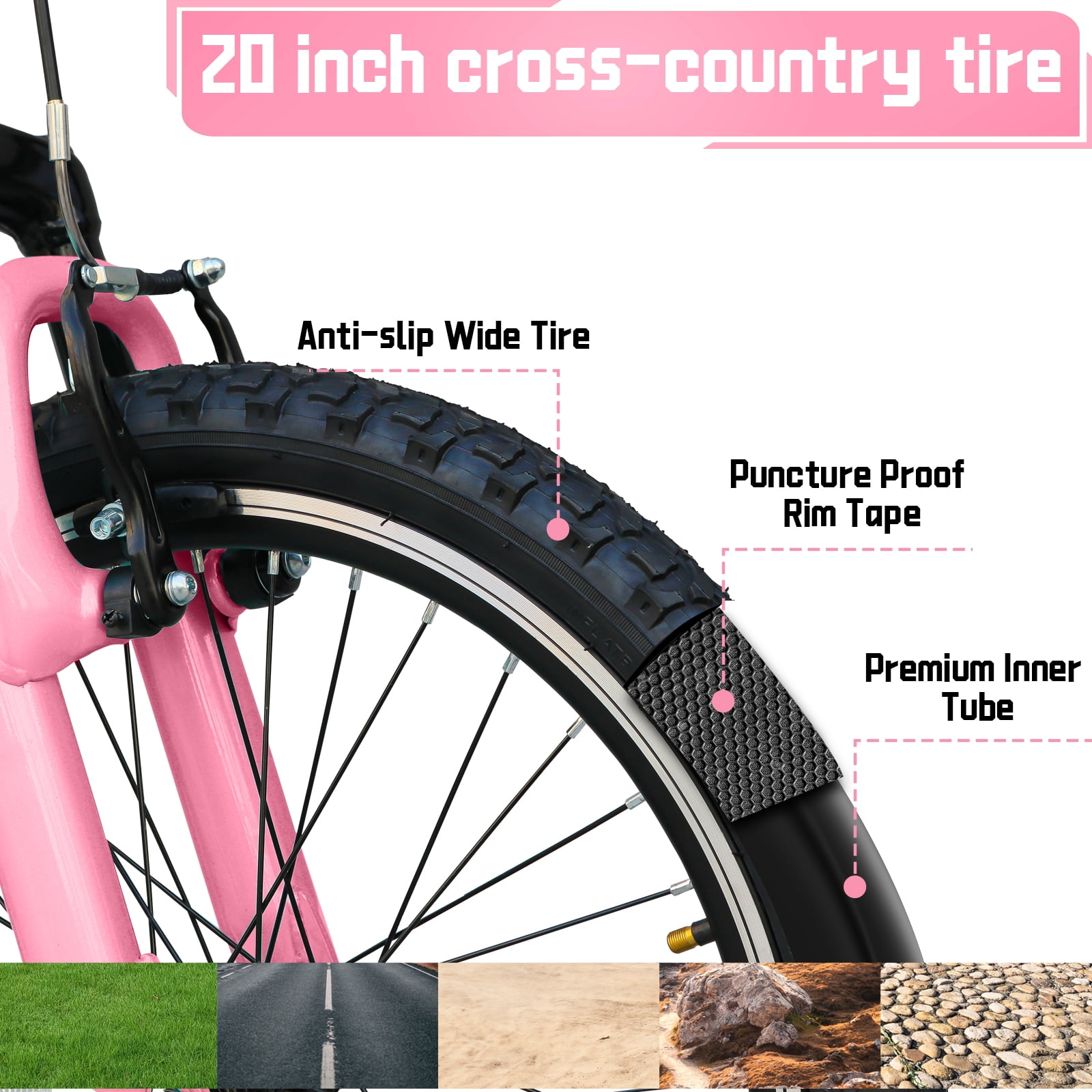 20 inch Mountain Bike, 7-Speed Adult Dual-Suspension Mountain Bicycle with Sturdy Steel Frame, Excellent Twist Shifting, Dual Handbrake & Adjustable Seat for Men Women