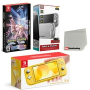 Nintendo Switch Lite Console Yellow with Pokemon Brilliant Diamond & Shining Pearl, Protective Case, Screen Protector and Screen Cleaning Cloth Bundle