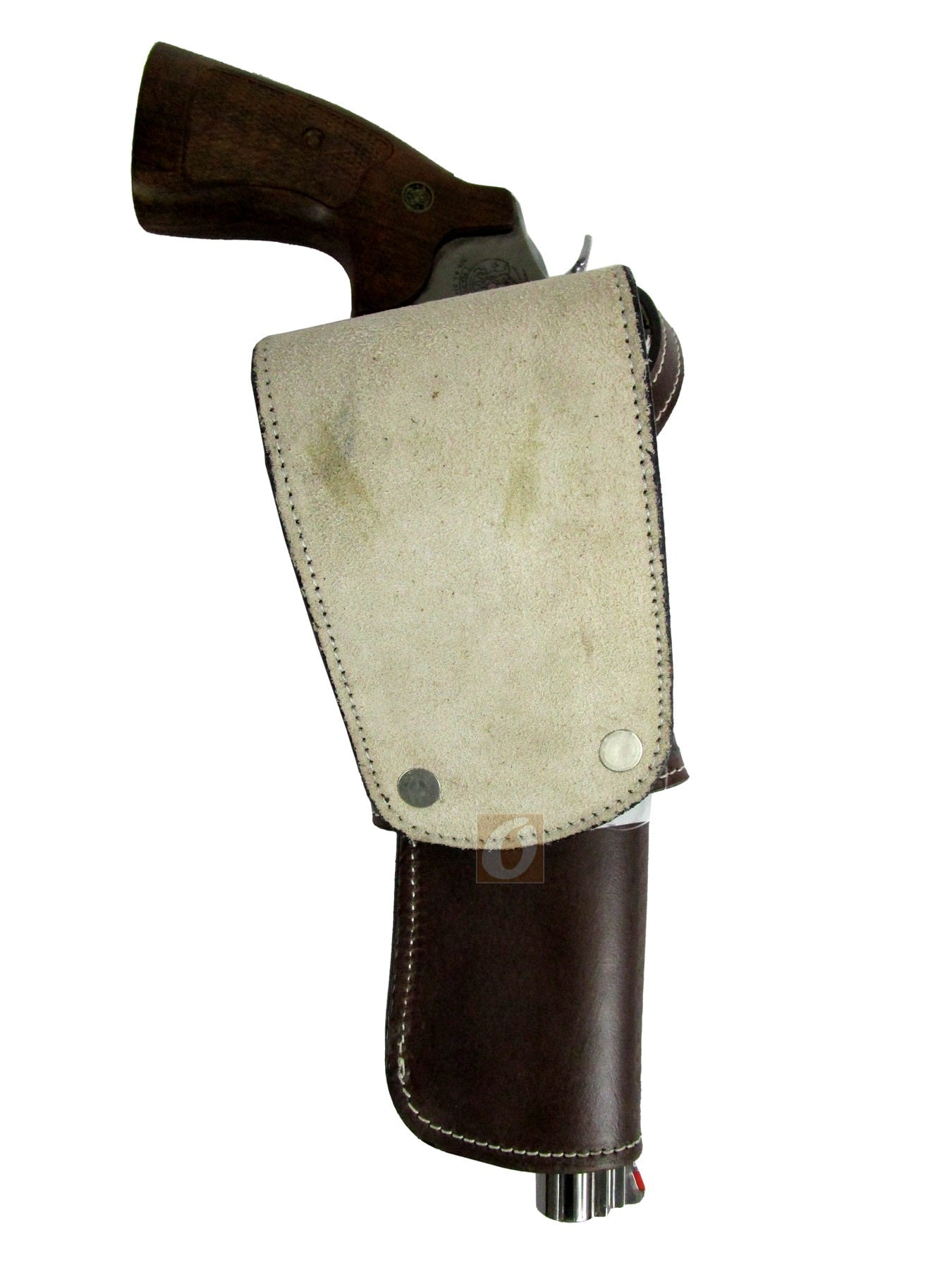 Leather Holster Long Barrel Western Gun Cover Spikes Tooled Brown - Left Handed