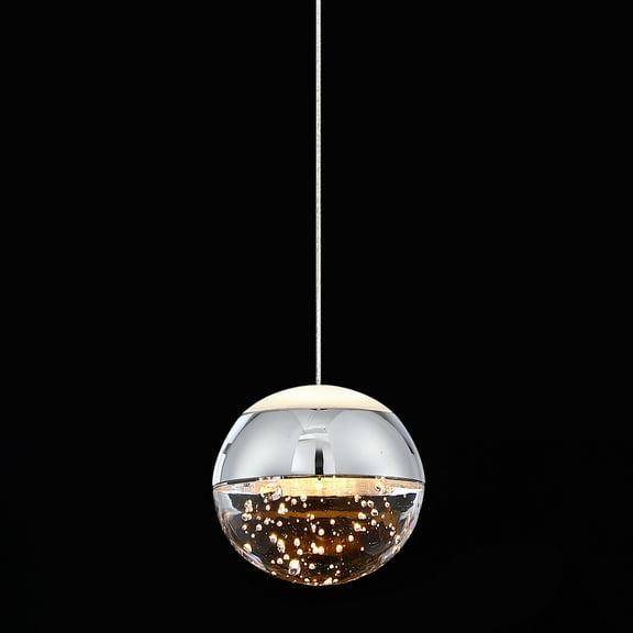 JoollySun Mini Globe Pendant Light LED Single Crystal Ceiling Hanging Light in Polished Chrome