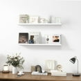 thumbnail image 6 of Picture Ledge Shelf, Wood Floating Shelves Set of 2, 36 inch Picture Ledge Shelves, Photo Ledge Nursery Book Shelves Wall Mounted for Living Room Kids' Room Bedroom, Color White, 6 of 14