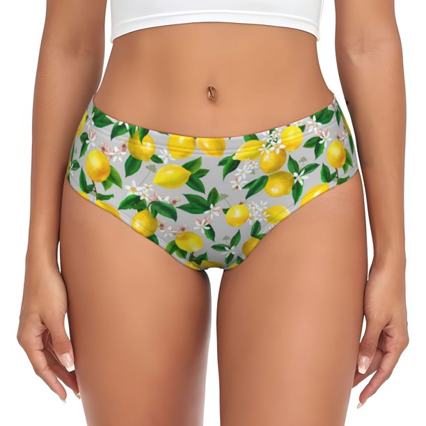 Fotbe Lemon1 Calzones Estampados para Mujer – Ropa Interior de Algodón, Cómoda, Suave y Elástica-Small
