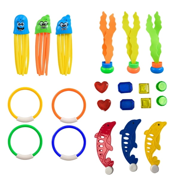 Juguetes de buceo para piscina para niños, juegos de natación subacuáticos con coloridos juguetes flotantes que se hunden, ideales para búsquedas de tesoros en la piscina, esnórquel y entrenamiento d