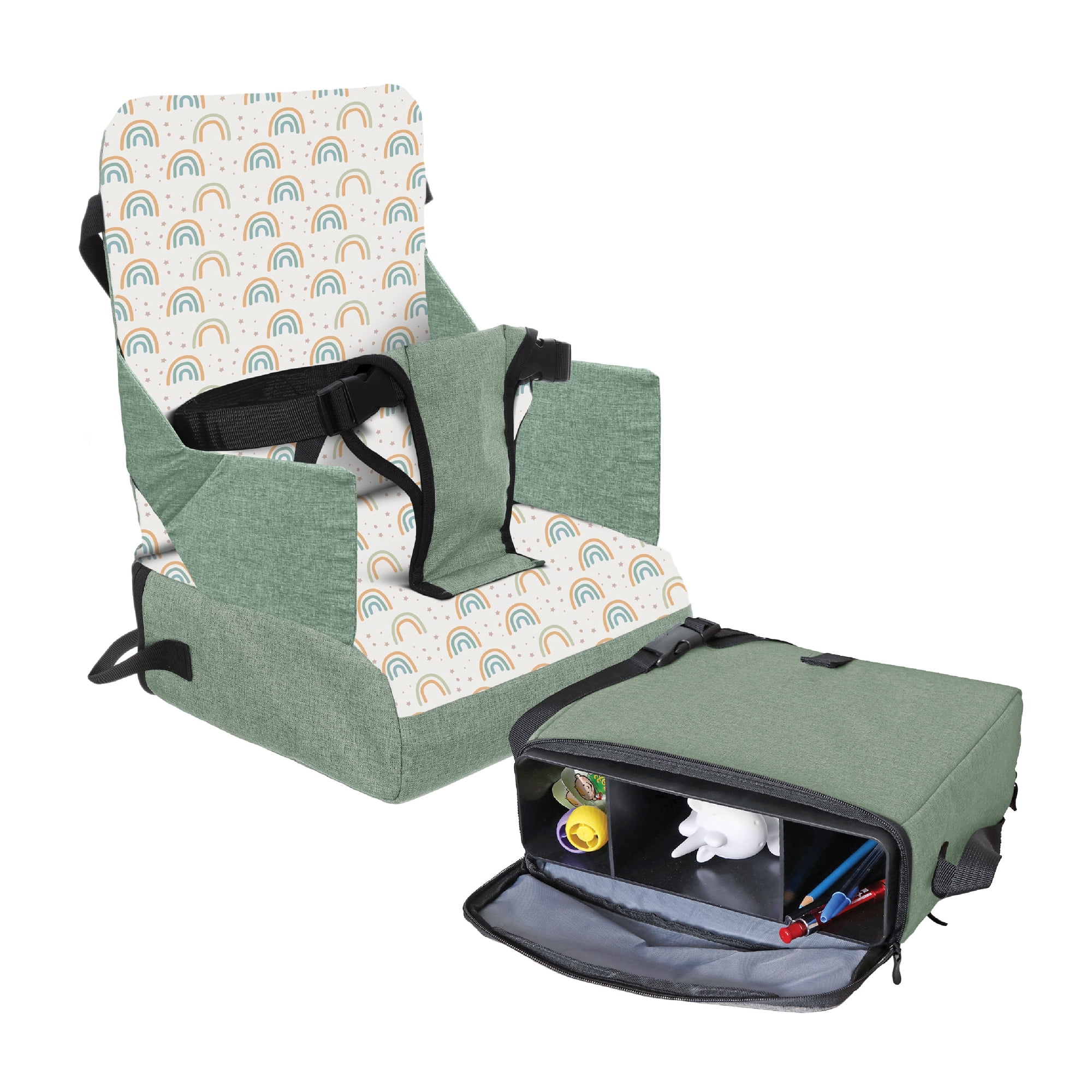 Dreambaby Grab ‘N Go Travel Booster Seat – Portable Toddler High Chair for Dining (6M-3Y) with Storage & Shoulder Strap