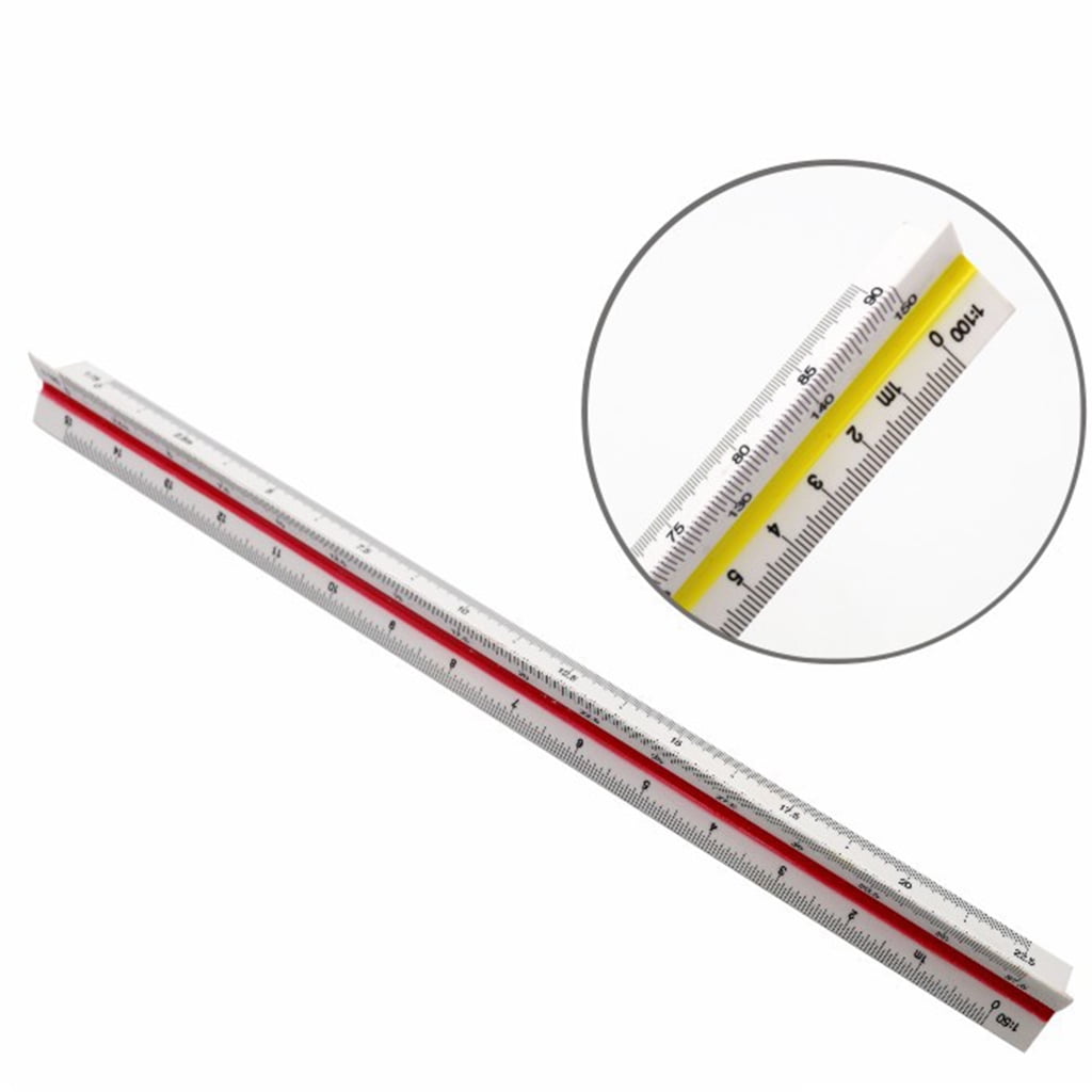 Draftsman 12 Architectural Scale Ruler Aluminum Architect Scale Triangular Scale Ruler for Architects Golden Students and Engineers