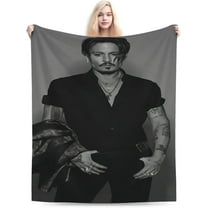 Blanket Johnny Depp Soft and Comfortable Warm Fleece Throw Blankets Yoga Blankets Beach Blanket Picnic Blankets Gift for Dorm room office decor Sofa Bed Camping Travel All Season