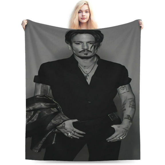 Blanket Johnny Depp Soft and Comfortable Warm Fleece Throw Blankets Yoga Blankets Beach Blanket Picnic Blankets Gift for Dorm room office decor Sofa Bed Camping Travel All Season
