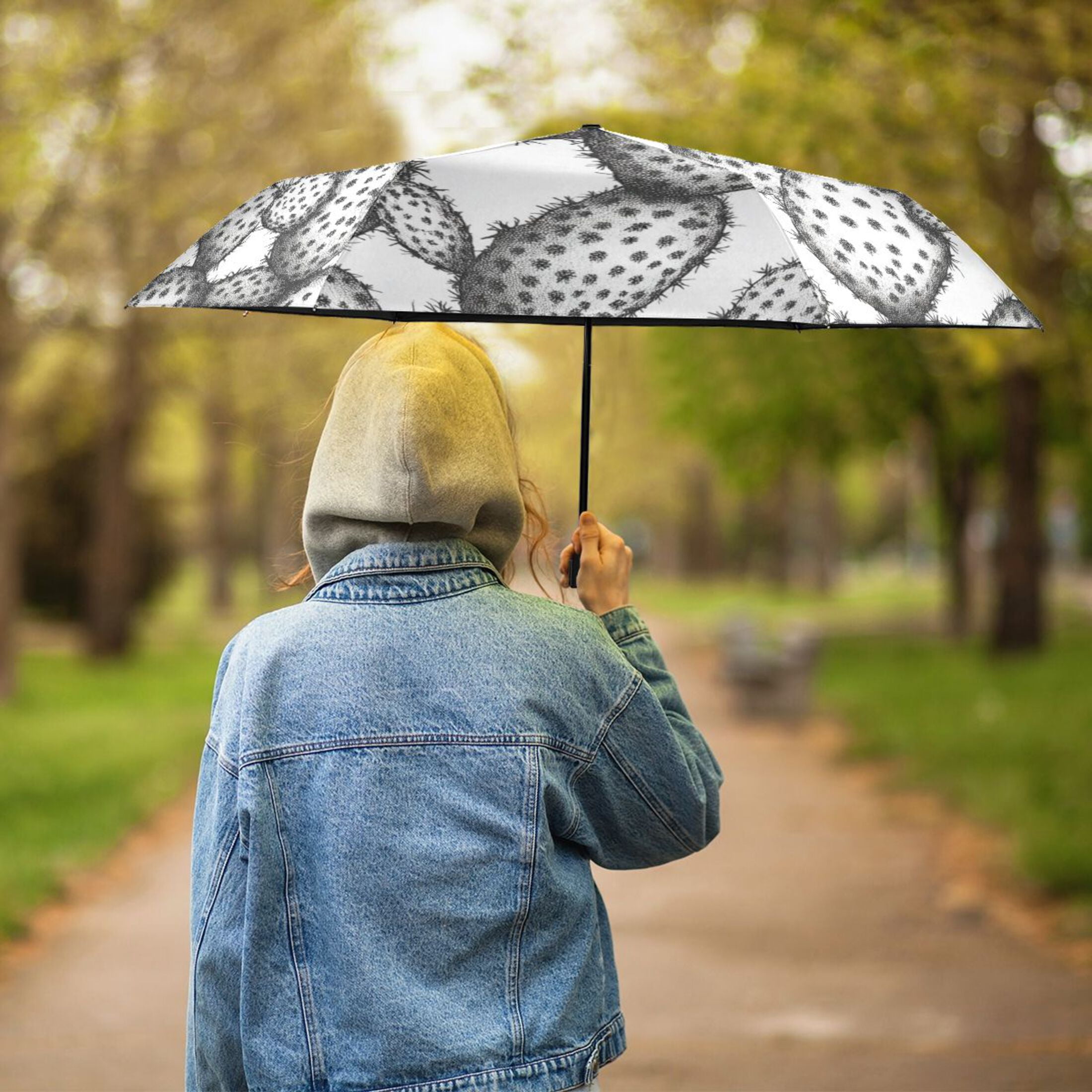 ALAZA Cactus UPF 50+ Compact Folding Umbrella for Rain Travel Umbrella Packable