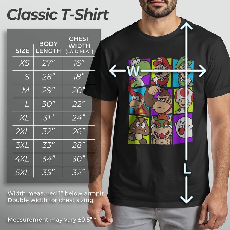 Nintendo Mens Mario Cast T-Shirt Black Graphic Tee with Video Game