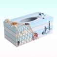 thumbnail image 3 of 1PC Mediterranean Decorative Tissue Box Wooden Crafts Storage Box Home Desktop Decoration (Striped Iron Anchor Sailboat), 3 of 6