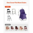 thumbnail image 3 of VEVOR 50 Pcs Purple Chair Covers, Polyester Spandex Chair Cover, Stretch Slipcovers for Wedding Party Dining Banquet Flat-Front Chair Covers, Fits Chair Measures up to 17.72 x 18.11 x 30.31 inch, 3 of 9