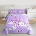 thumbnail image 2 of Homewish Cartoon Rainbow 2pcs Bedding Comforter Set For Kids Boys Girls,Kawaii Animal Unicorn Twin Comforter Sets,Dreamy Princess Castle Breathable Bedding Set,Microfiber Bedroom Decor,Reversible, 2 of 8