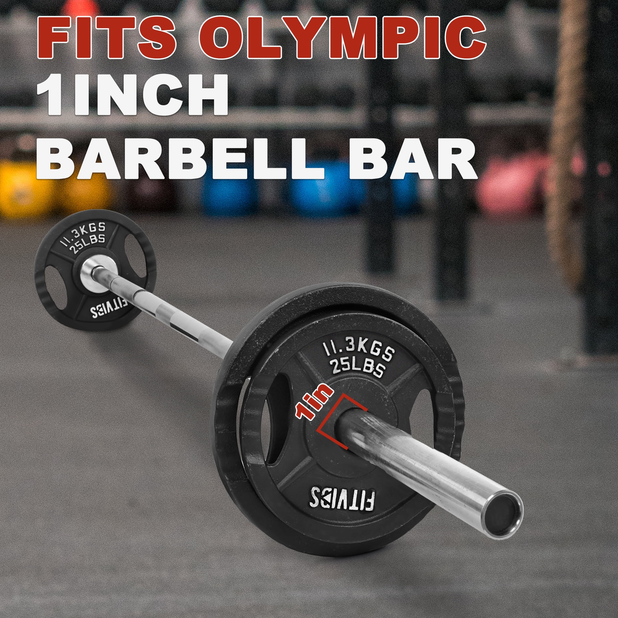 FlexWave 1-Inch Olympic Cast Iron Weight Plates Set – 50LB Total (2x25lb) – Perfect for Standard Olympic Barbells