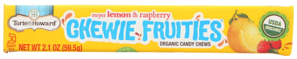 Torie And Howard , Chewy Fruities Organic Candy Chews , Lemon And Raspberry, 2.1 Oz, Pack Of 18