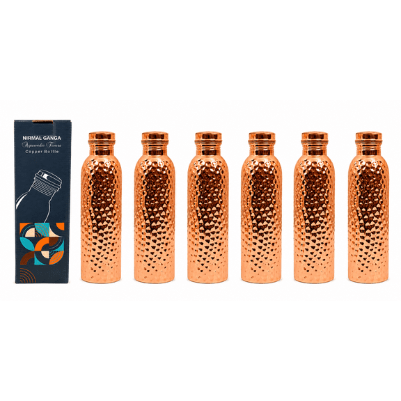 Nirmal Ganga Hammered Copper Bottle 1 Ltr – . Craftsmanship pack of 6