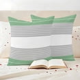 thumbnail image 3 of Green Grey Stripe Outdoor Waterproof Pillow Covers, Modern Art Horizontal Striped Decorative Square Throw Pillowcase Sofa Cushion Sham for Patio/Couch/Chair, 20"x20" 2 Pack, 3 of 8