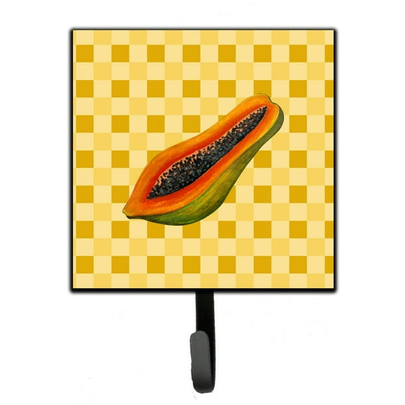 Carolines Treasures BB7242SH4 Sliced Papaya on Basketweave Leash or Key Holder Single Hook multicolor