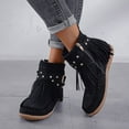 thumbnail image 6 of Mostsola Womens Flat Boots Tassel Strap Ankle Boots Wide Width Round Toe Suede Western Booties, 6 of 7