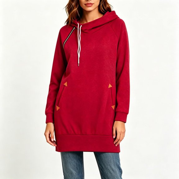 Zip Up Hoodies for Women Long Sleeve Full Zip Sweatshirt Travel Hoodie Full Zip Hooded Jacket M