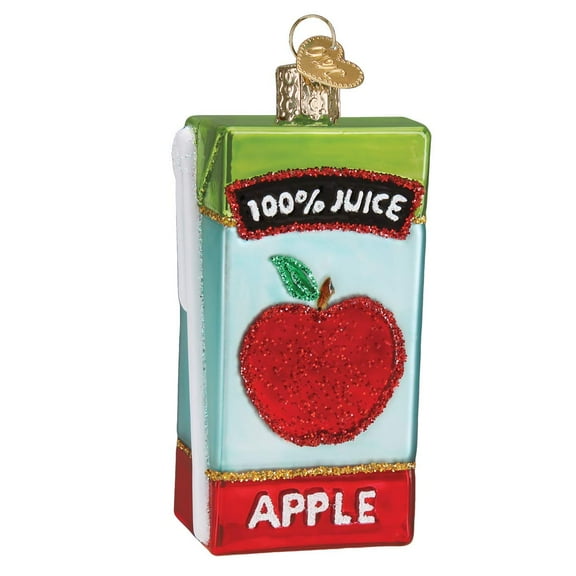 Old World Christmas Apple Juice Box Glass Ornament Free Box 32426 New