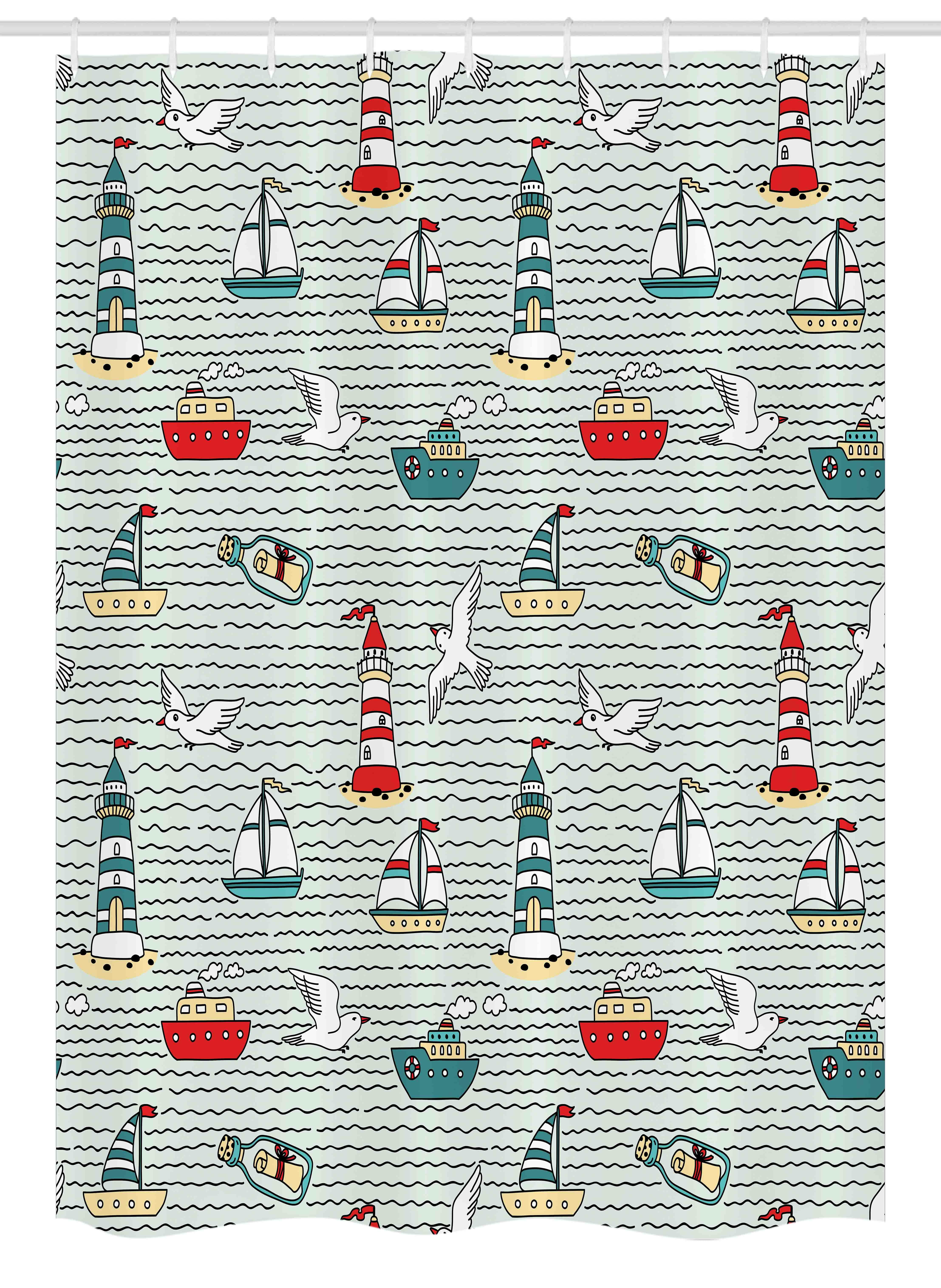 Seagull Print Pattern Bathroom Shower Curtain