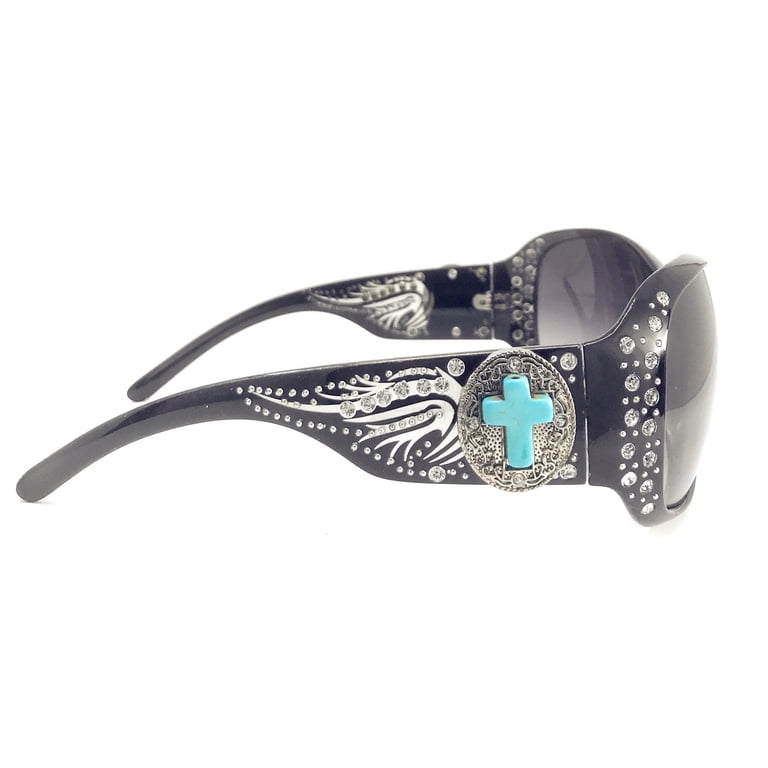 Texas West Sunglasses with Turquoise Agate Cross Concho and  display picture 3