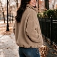thumbnail image 4 of Enjoytime Fleece Jacket Women Lapel Long Sleeve Full Zip Up Short Coat Casual Warm Cozy Fall Winter Outwear with Pockets, 4 of 8