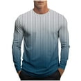 thumbnail image 2 of Hipattires Striped Shirts for Men Long Sleeve Pullover Casual , Activewear Crew Neck Spring/Winter Mens Shirts Gradient Print, 2 of 5
