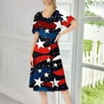 thumbnail image 2 of Mother'S Day Outfit For Women, American Flag T Shirt Long Dresses Casual Cotton 4Th Of July Patriotic Short Sleeve Round Neck Pocket Dress Plus Size Sequin Dress Halter Dresses (L, Red) ZMTing, 2 of 5