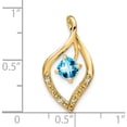thumbnail image 3 of 14K Yellow Gold Blue Topaz And Diamond Pendant (Width 12.75) (Length 24) - Jbsp, 3 of 5