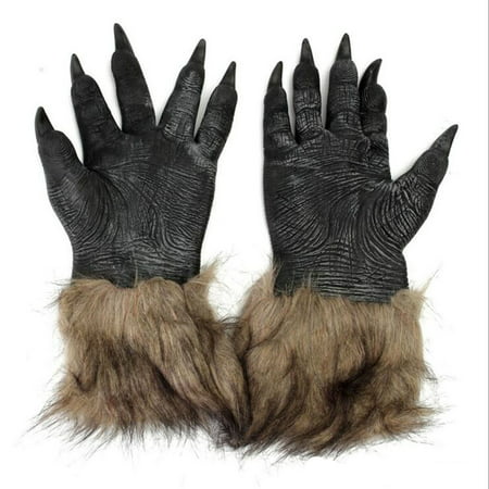 Men's Brown Hairy Wolf Claw Gloves Werewolf Hands for Cosplay Show Costume Party Halloween Masquerade Party