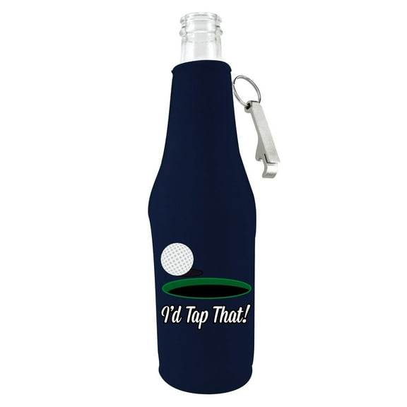I'd Tap That Golf Beer Bottle Coolie With Opener (Navy Blue)