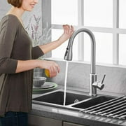 Touch Kitchen Sink Faucet Pull Out Sprayer Brushed Nickel Mixer Tap