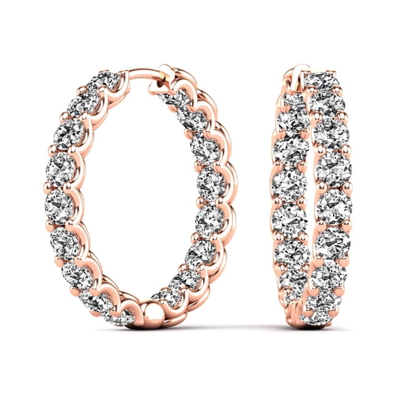 Milano - 4.5CT Round Diamond Eternity Hoop Earrings 1"
