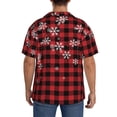 thumbnail image 3 of Easygdp Red Buffalo Plaid Mens Short Sleeve Button Down,Cuban Shirts for Men，Men's Casual Short-Sleeved Shirt-3X-Large, 3 of 5