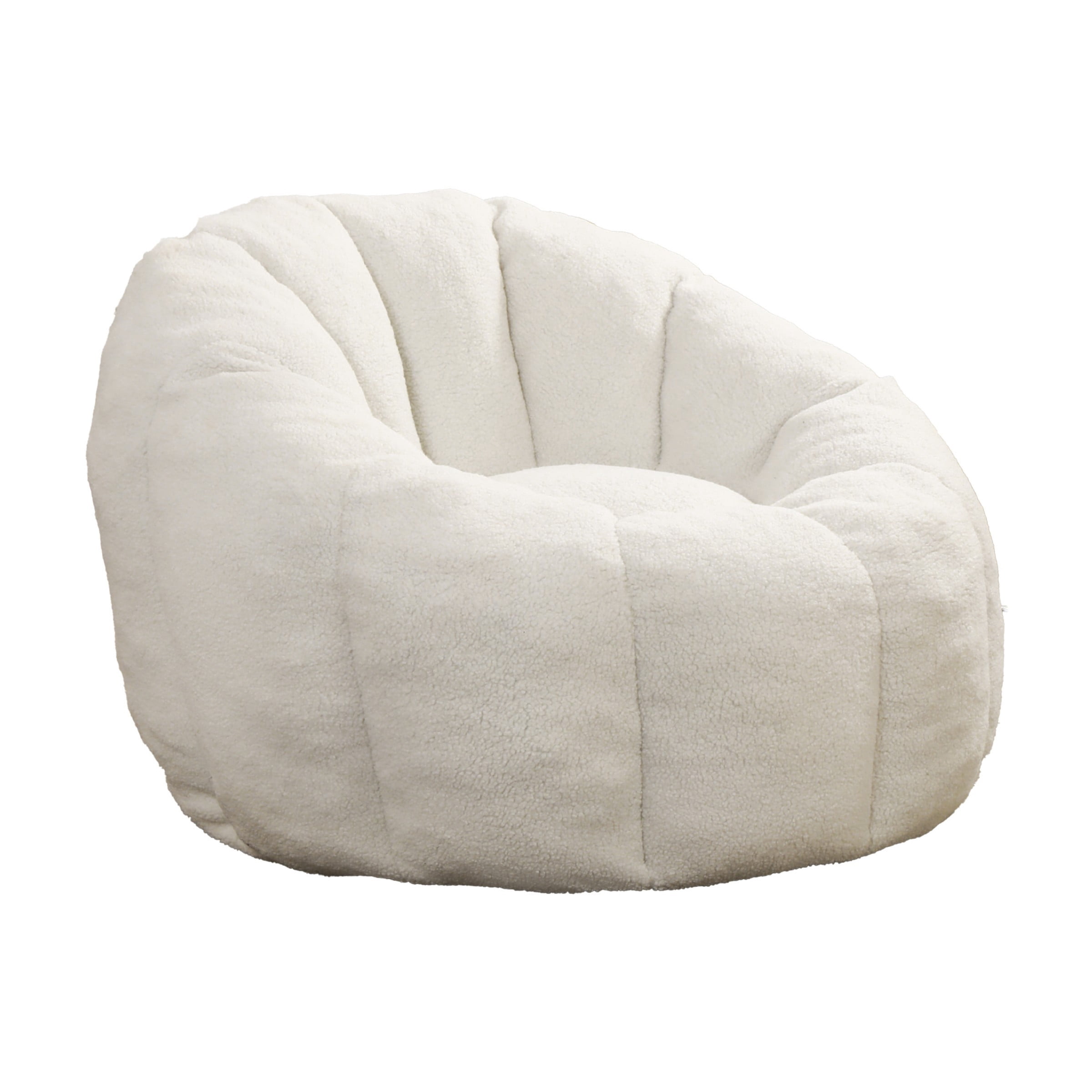 Bean Bag Chair for Adults, Faux Fur Memory Foam Bean Bag Sofa with Armrests, Fluffy Lazy Chair for Living Room Bedroom, White