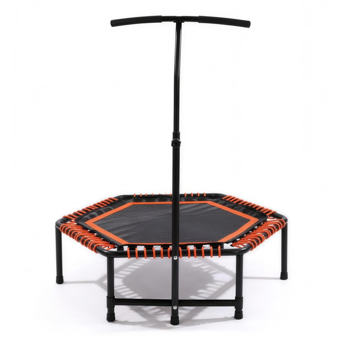 48 Inch Mini Rebounder for Adults with Adjustable Handlebar, Quiet Bungee System, Fitness Trampoline for Home Gym, Indoor Outdoor Cardio and Strength Training