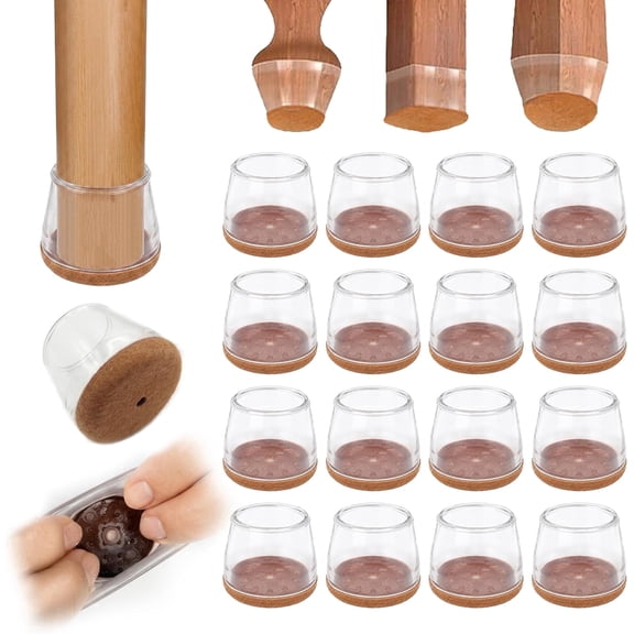 Size S Furniture Felt Pads, 16-Pack, Chair Leg Protectors, Silent and Scratch-Resistant Wood Floor Pads