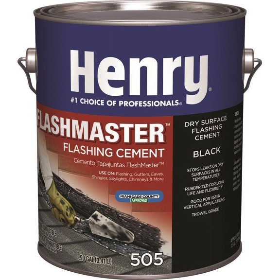 FlashMaster HE505042 Premium Flashing Cement, 1 gal, Black, Strong Petroleum Solvent, Fibrous Paste,