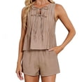 thumbnail image 2 of Summer 2 Piece Sets,Womens Two Piece Sets Pleated Vacation Outfits Beach Linen Set Summer Matching Set, 2 of 6