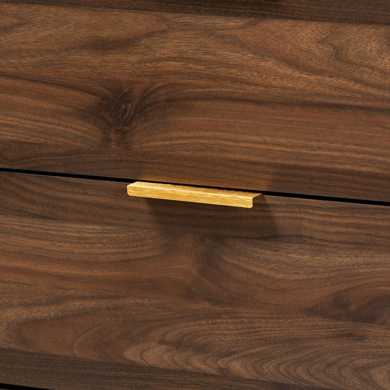 beckford walnut brown finish 6 drawer wood dresser Cyra Plunge Satin Midi Dress - Dark Chocolate main image 0